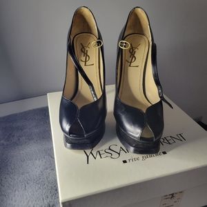 YSL peep toe leather Platform heels sz 36 1/2